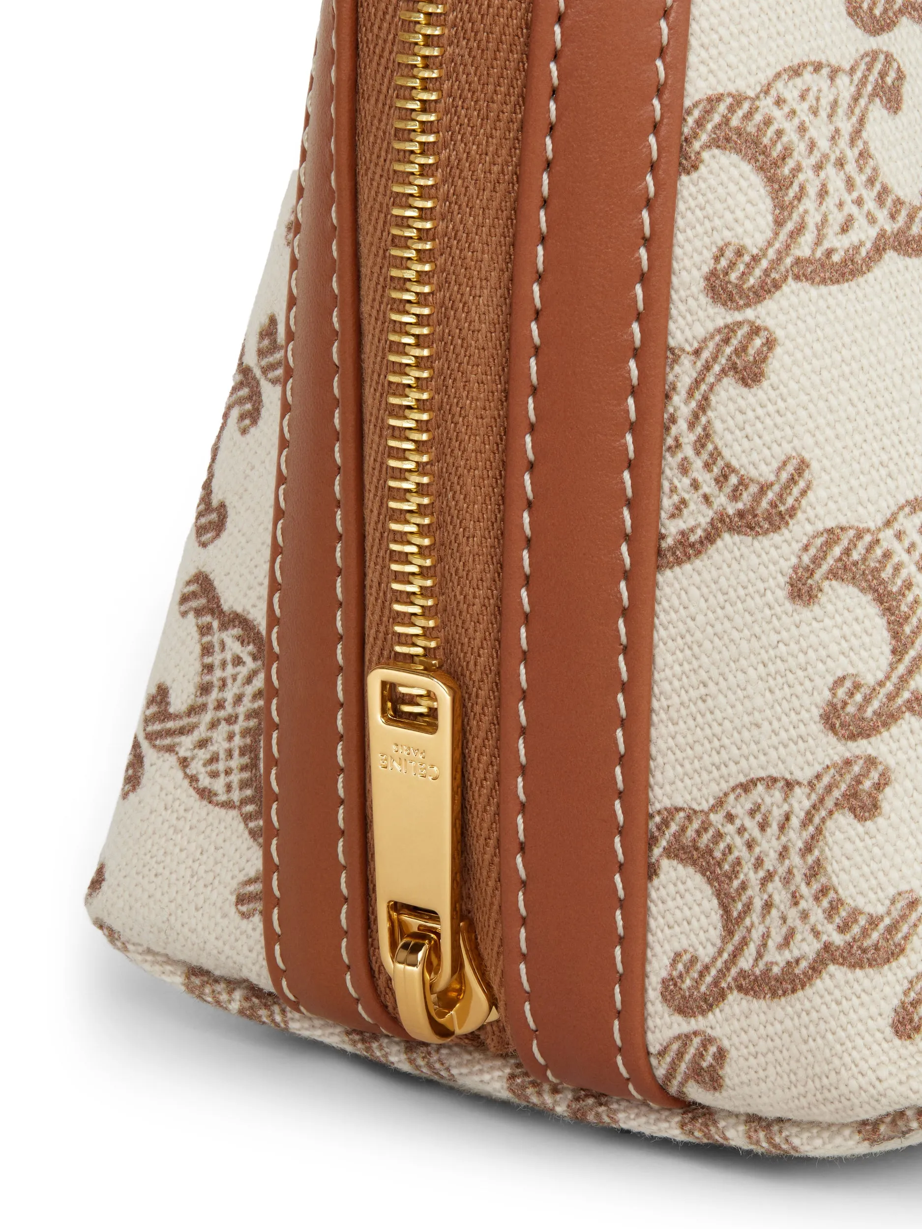 TRIOMPHE CUIR CLUTCH WITH CHAIN IN TRIOMPHE PRINT FABRIC AND WHITE CALF LEATHER