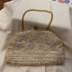 Vintage Richere Sequin & Beaded Kiss Lock Clutch (needs repair)