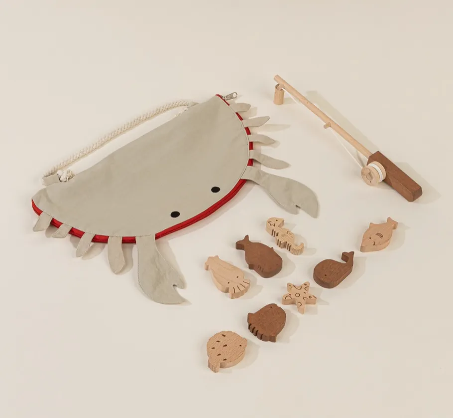 Wooden Fishing Game with Bag